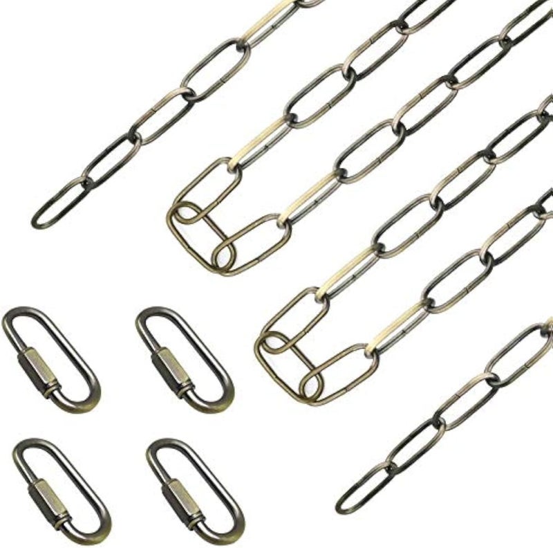 ECUDIS 20 Feet Pendant Light Fixture Chain, Lighting Hanging Chain Extension with Connection Locks, Lighting Chain Replacement for Chandelier, Plants, Fruit Basket (Antique Bronze) - Image 1